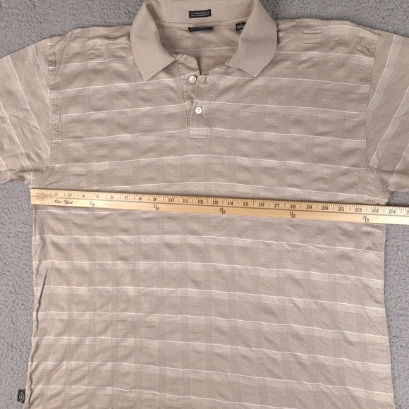 Mercedes Benz Polo Shirt Mens Large Brown Striped Short Sleeve Egyptian Cotton - Picture 12 of 16